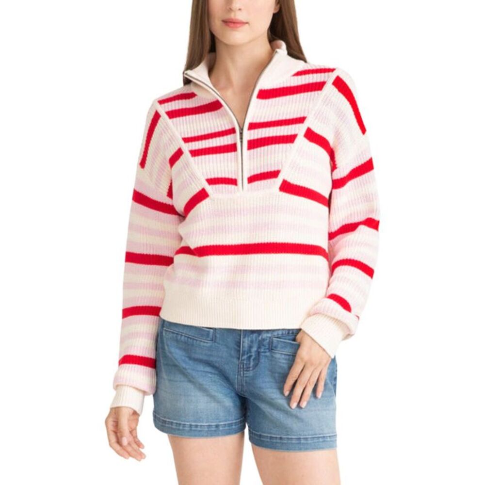 Draper James Womens  Mixed Stripe Zip Up Pullover